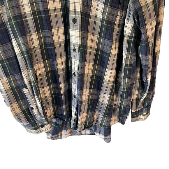 Cabela's Men's Size Large Tall Flannel Blue Plaid Button Up - Picture 3 of 8